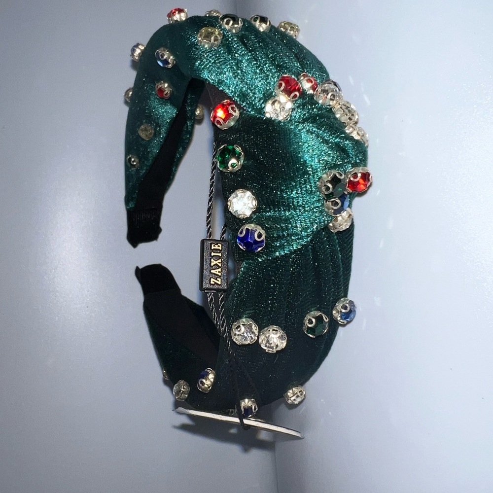 Zaxie green velvet type material with rhinestones - BNWT - Picture 3 of 7